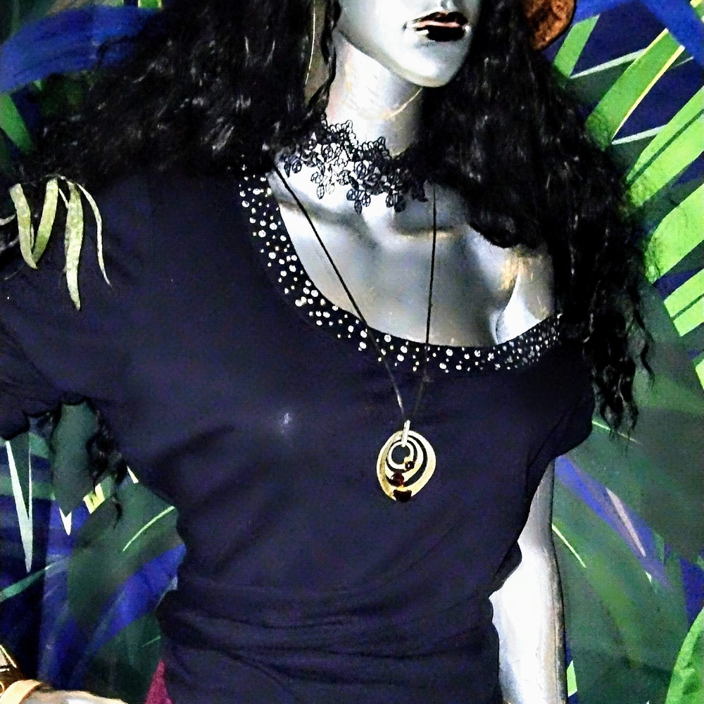 Black Top with Studded Collar